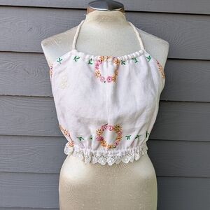 ooak HALTER TOP made with vintage fabrics S M